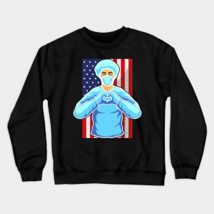 Nurse USA Flag Nursing Hospital Medicine Heart Crewneck Sweatshirt